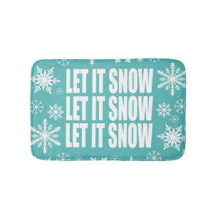 modern vintage whimsical snowflakes bath mat