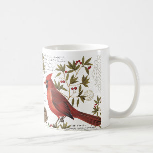 modern vintage winter cardinal coffee mug