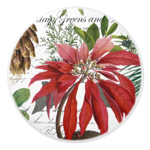 Modern vintage winter garden floral ceramic knob