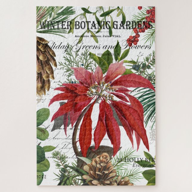 Modern vintage winter garden floral jigsaw puzzle (Vertical)