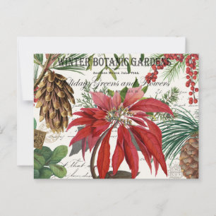 Modern vintage winter garden floral postcard