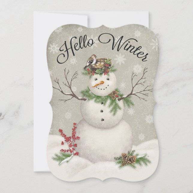 modern vintage winter garden snowman (Front)