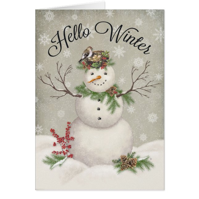 modern vintage winter garden snowman (Front)