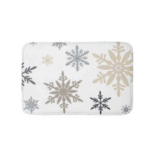 Modern Vintage winter snowflakes Bath Mat