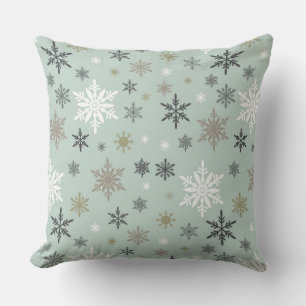 modern vintage winter snowflakes cushion