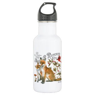 modern vintage woodland fox 532 ml water bottle