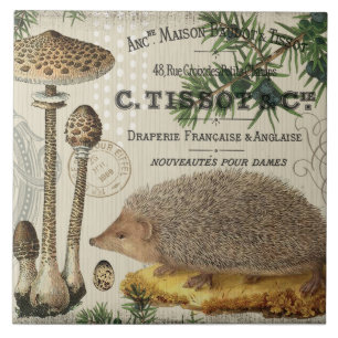 modern vintage woodland hedgehog ceramic tile