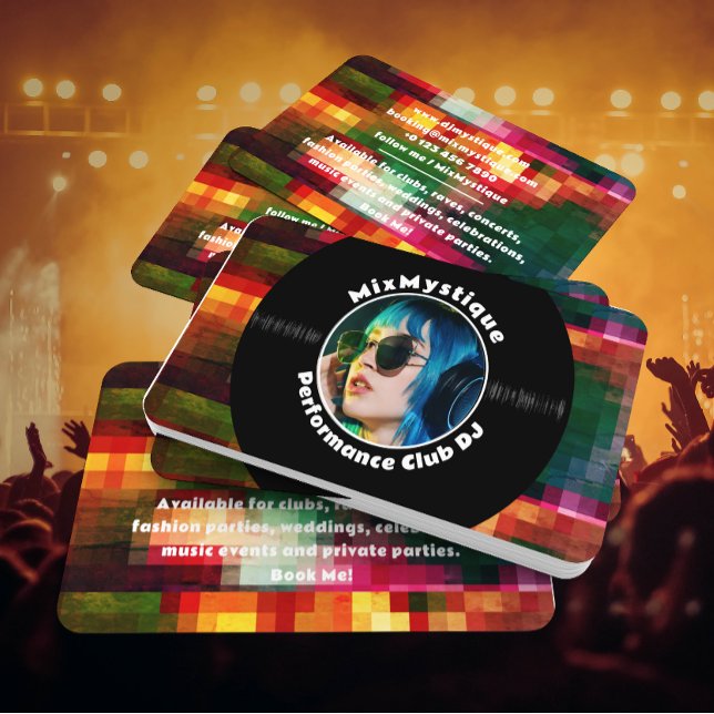 Modern Vinyl Record DJ Photo Business Card (Creator Uploaded)
