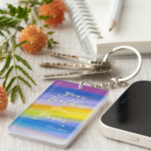 Modern Violet and Golden Ray Abstract Key Ring