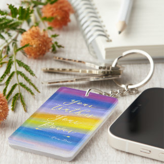 Modern Violet and Golden Ray Abstract Key Ring