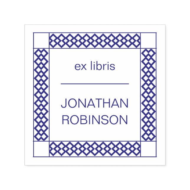 Modern Violet Geometric Ex Libris Custom Name Self-inking Stamp (Design)