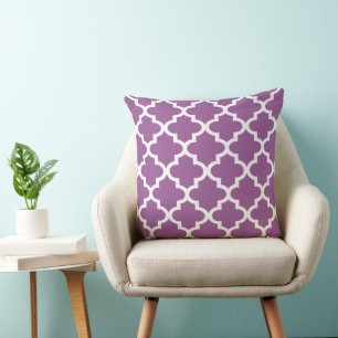 Modern Violet Moroccan Quatrefoil Pattern Cushion