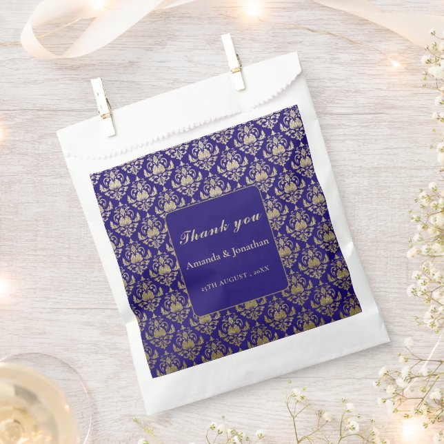 Modern Violet Purple and Gold Pattern Wedding Favour Bag (Clipped)