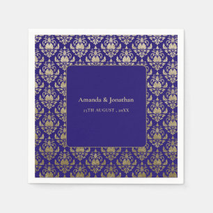 Modern Violet Purple and Gold Pattern Wedding Napkin