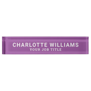 Modern Violet Purple Office Employee Nameplate