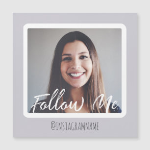 Modern Violet Social Media Follow Me Photo Magnet