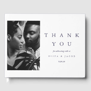 Modern Violet Typography Photo Wedding Guest Book