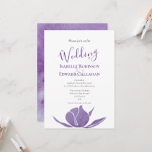 Modern Violet Watercolor Lotus Floral Wedding