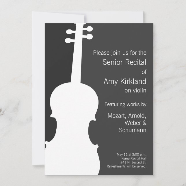 Modern Violin / Viola Recital Invitation  (Front)