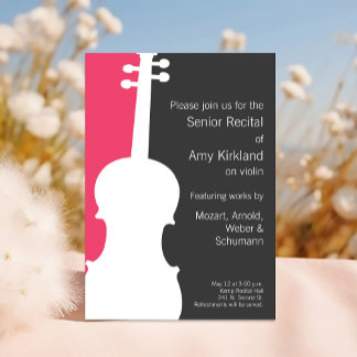 Modern Violin / Viola Recital Invitation - Pink