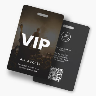 Modern VIP All Access Event Concert Match Party QR ID Badge