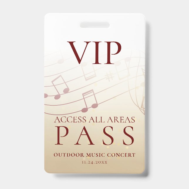 Modern VIP All Access Pass Outdoor Event ID Badge (Front)