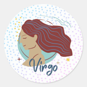 Modern Virgo Woman Zodiac   Classic Round Sticker