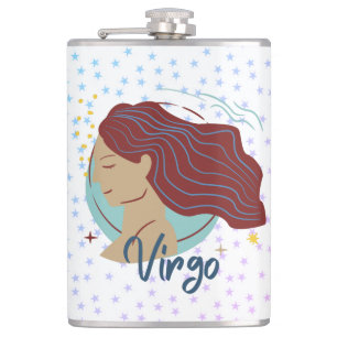 Modern Virgo Woman Zodiac Hip Flask