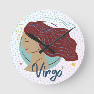 Modern Virgo Woman Zodiac  Round Clock