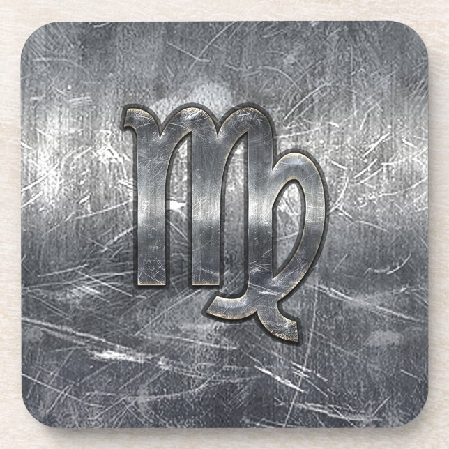 Modern Virgo Zodiac Sign Grunge Distressed Style Coaster (Front)