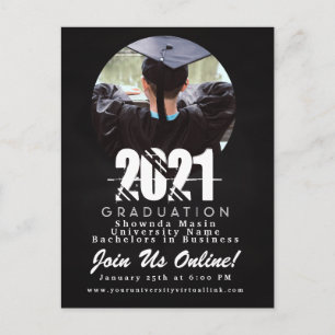 Modern Virtual Graduation Chalk Board Photo Postcard