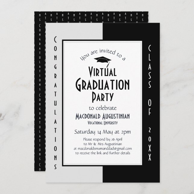 Modern Virtual Graduation Party Invitation (Front/Back)