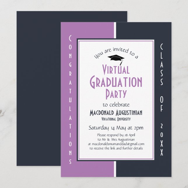 Modern Virtual Graduation Party Invitation (Front/Back)