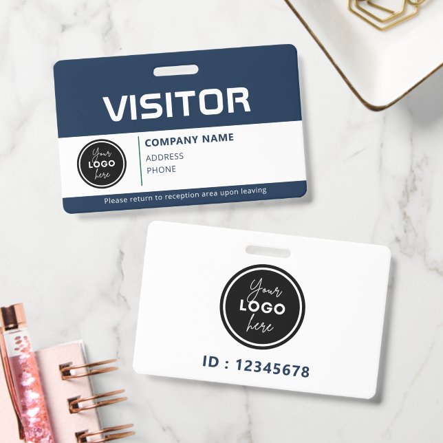 Modern Visitor Pass ID Badge Blue (Office)