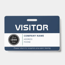 Modern Visitor Pass ID Badge Blue
