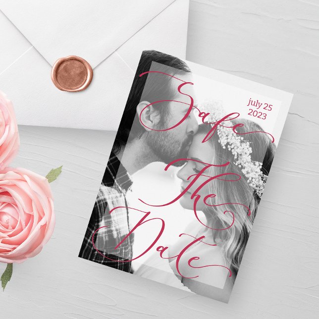 Modern viva magenta Photo Elegant Invitation (Creator Uploaded)