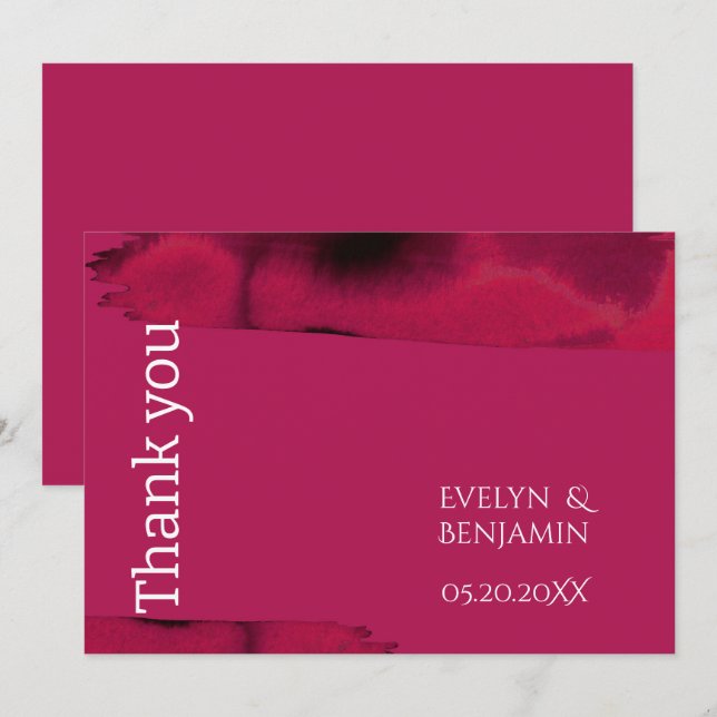 Modern Viva Magenta  Thank You Card (Front/Back)