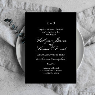 Modern Vntage Black wedding invitation Card