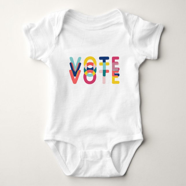 Modern Vote Baby in Pink, Blue and Yellow Bodysuit (Front)