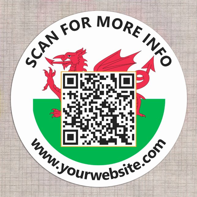 Modern Wales QR Code Stickers, Welsh Flag Classic Round Sticker (Creator Uploaded)