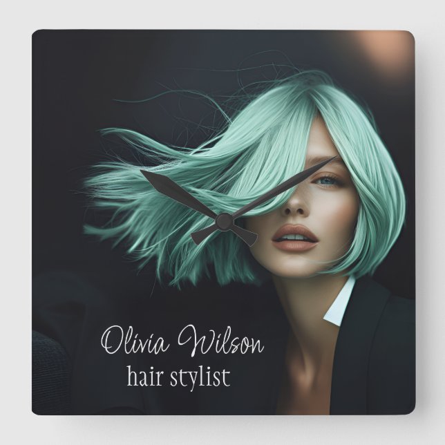 Modern Wall Clock for Hair Salons hair stylist  (Front)