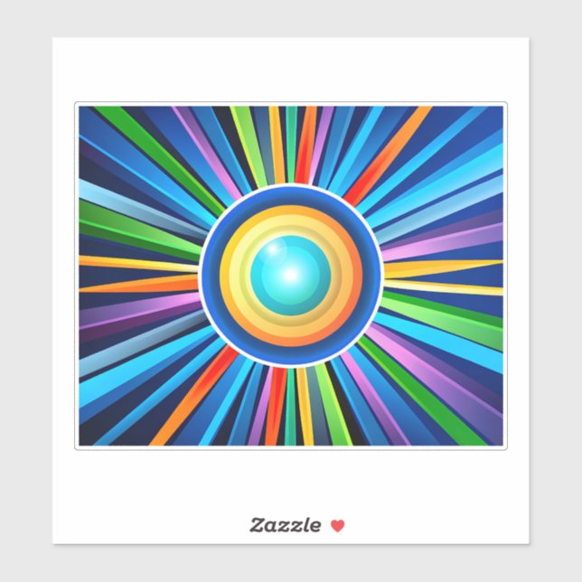 Modern wall clock with vibrant radial rainbow sunb (Sheet)