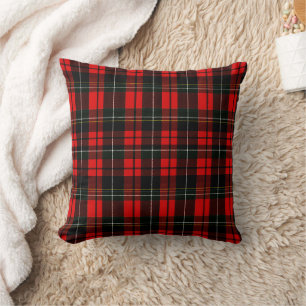 Modern Wallace Red Scottish Tartan Plaid Pattern Cushion
