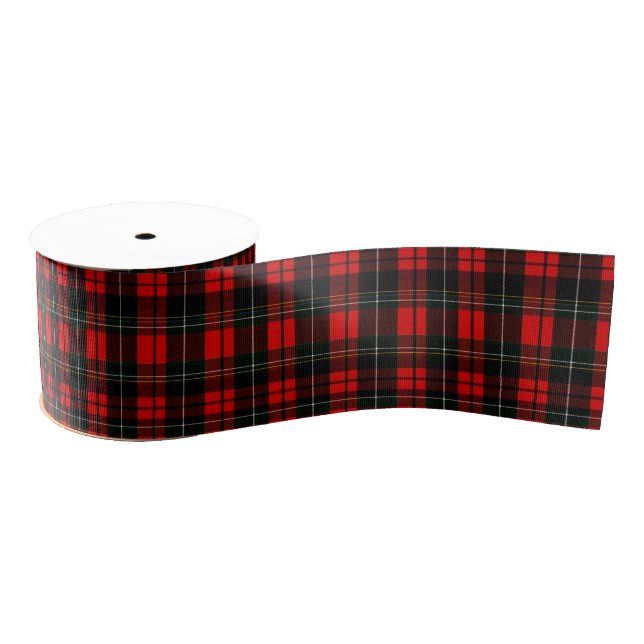 Modern Wallace Red Scottish Tartan Plaid Pattern Grosgrain Ribbon (Spool)