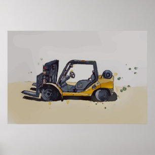 Modern warehouse forklift poster