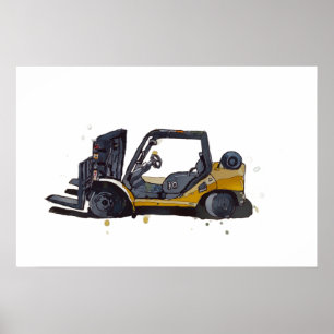 Modern warehouse forklift poster