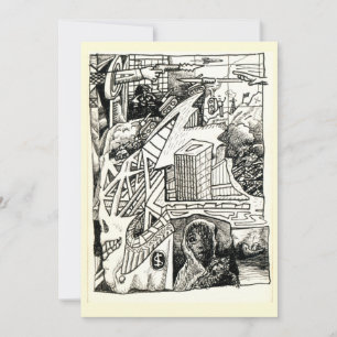 "Modern Warfare", ink drawing Flat Card