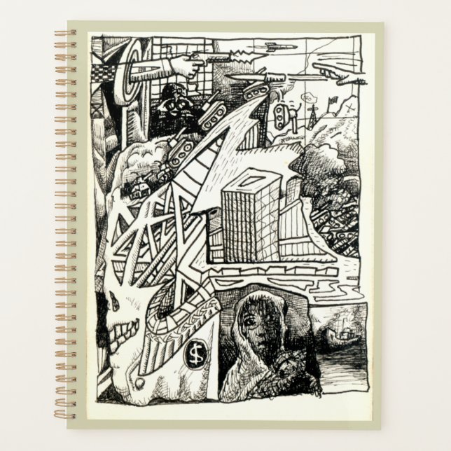 "Modern Warfare", ink drawing Planner (Front)