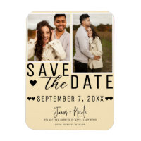 Modern Warm Custard Save the Date 2 Photo Wedding