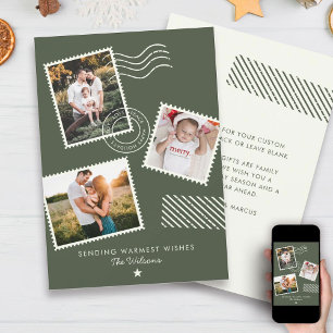 Modern Warm Family Photo Cute Stamp Holiday Card
